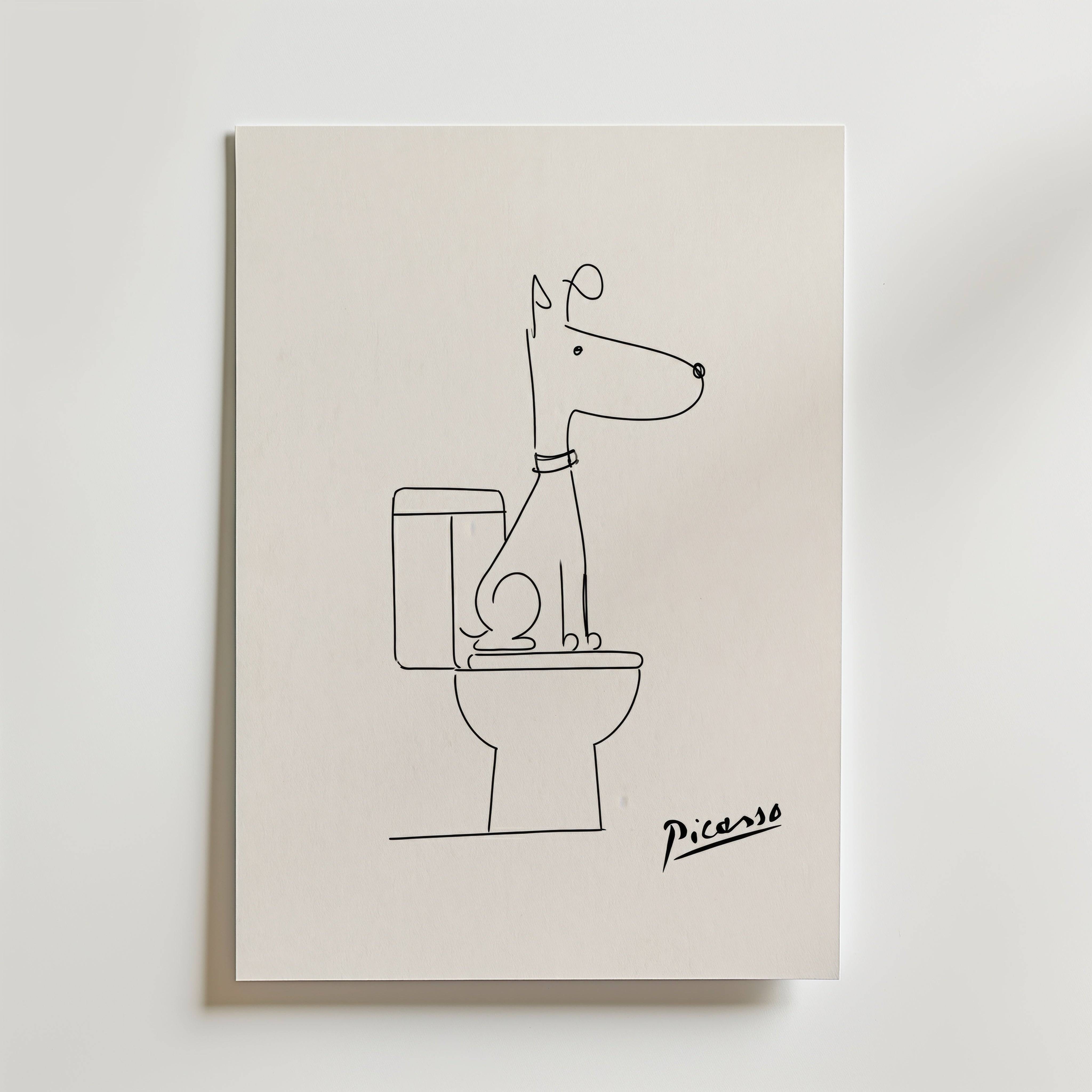 Pablo Picasso Whispering Bathroom Dog Poster - Fine Art Poster 100x140 cm