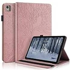 Tablet PC Väskor Fodral Fodral Kompatibel med Nokia T21 10,4 tum 2022 PU-läderfodral Flip Wallet Skyddsfodral Tree Of Life Tablettfodral Kortplats Tablet PC-fodral(Rose Gold)