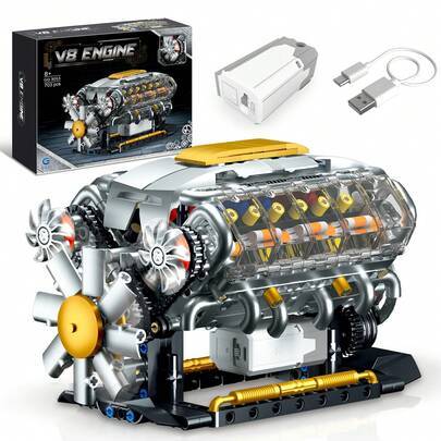Kreativt byggleksset med superbil V8-motor, V8-motormodell för montering, självbyggande MOC mini V8-motormodell, STEM-byggprojekt för vuxna, pedagogis - Multifärgad (Motor - v8 692PCS)