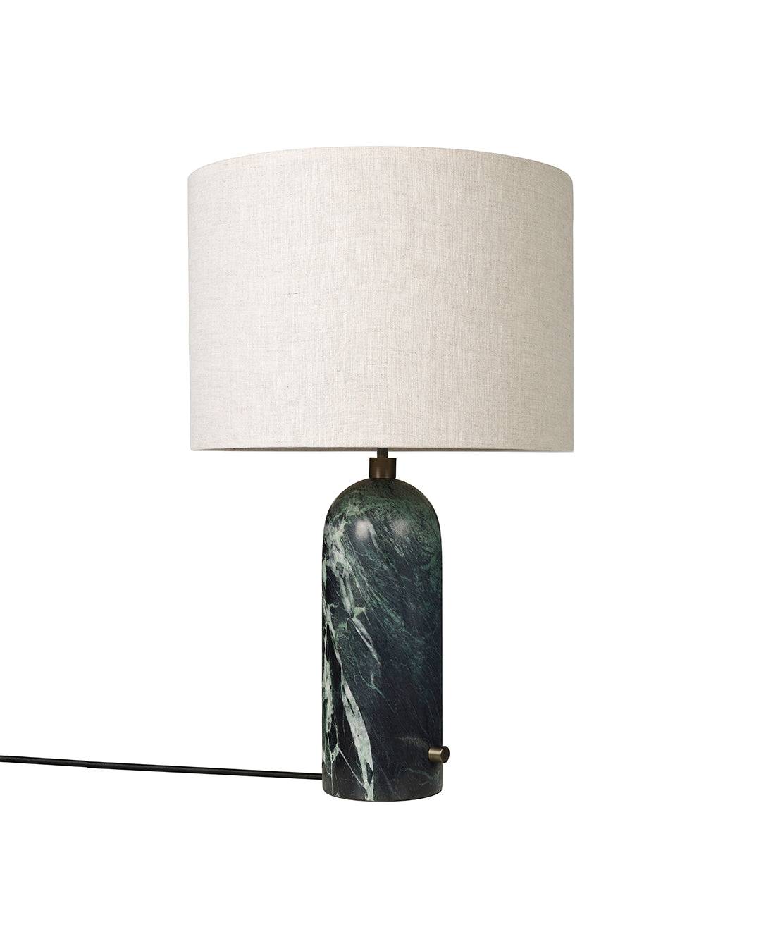 Gravity Large Bordlampe, canvas skærm fra GUBI Emerald marmor - Jacobsen Plus