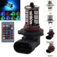 2 st h4 led rgb fjärrkontroll bilstrålkastare h7 h8 h11 drl blixt dimljus 9005 9006 rgb strålkastare atmosfär dekor lampa kit - H7