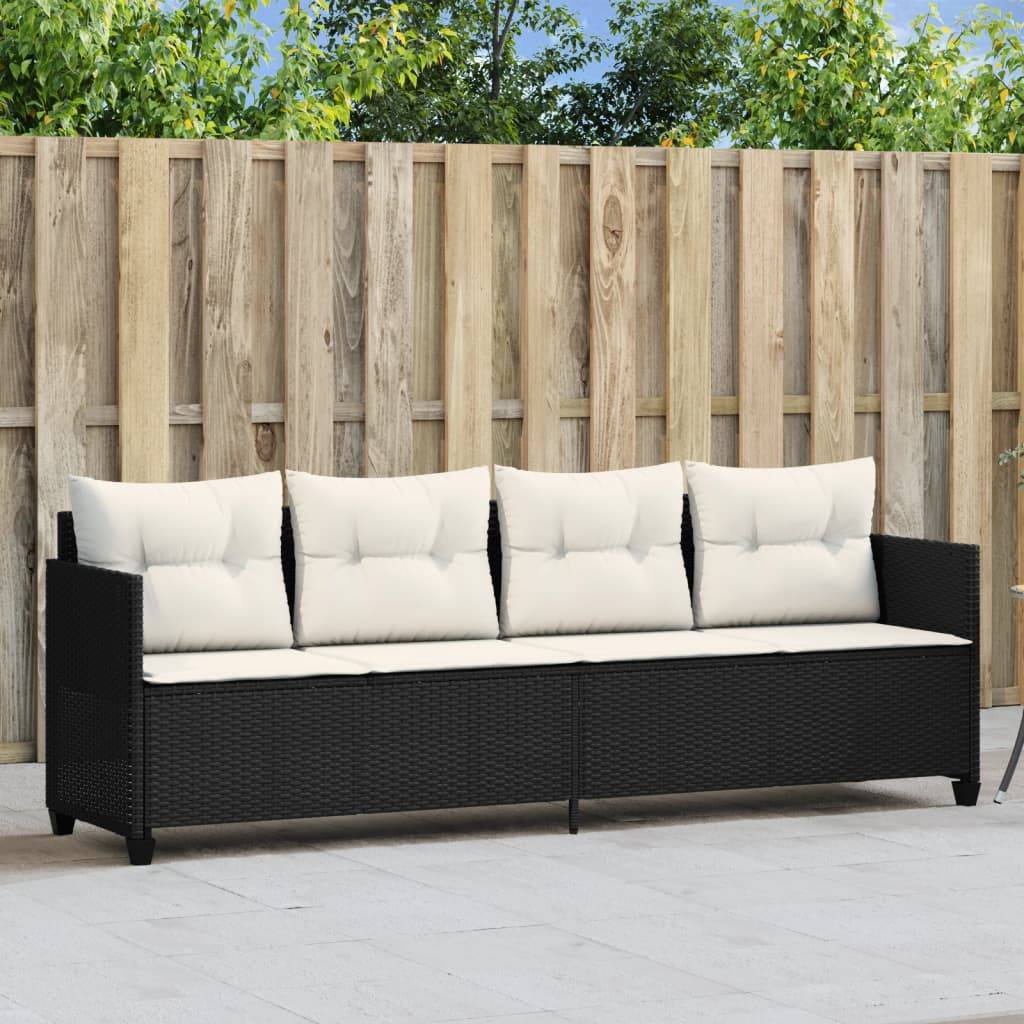 Loungesofa Med Hynder Polyrattan - Sort og cremefarvet / uden baldakin