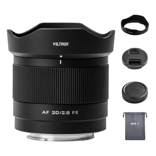 VILTROX 20 mm f2.8 FE, 20 mm f/2.8 for Sony E-montering vidvinkel AutoFocus lins full ramkamera, kompatibel med for Sony e mount a7cr a7cii a7c a6700 zv-e100 a6600 a6400 a7iv a7iii