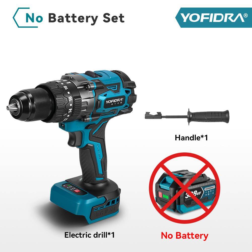YOFIDRA 900 Nm 13 mm Borstlös Elektrisk Slagborr 20+3 Vridmoment Sladdlös Skruvdragare Drivare Elverktyg för Makita 18V Batteri Pinne Without Battery