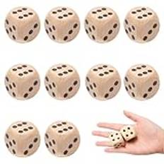 Neikafan 10 stycken trätärningar 30 mm tärningar spel stora naturliga trä stora tärningar för tärningsspel lektioner brädspel kortspel festspel