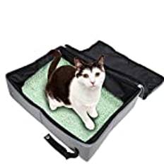 Folding Cat Litter Box, Collapsible Portable Cat Litter Box Home Outdoor Travel Foldable Waterproof Pet Toilet with Cover (L-Grey)