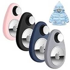 Lulaven Airtag-hållare för barn, dold 4-pack GPS-spårare, anti-borttagning, Airtag-silikonfodral med stift, lämplig för barn, äldre, husdjur, ryggsäck, bagage (grå, svart, blå, rosa)