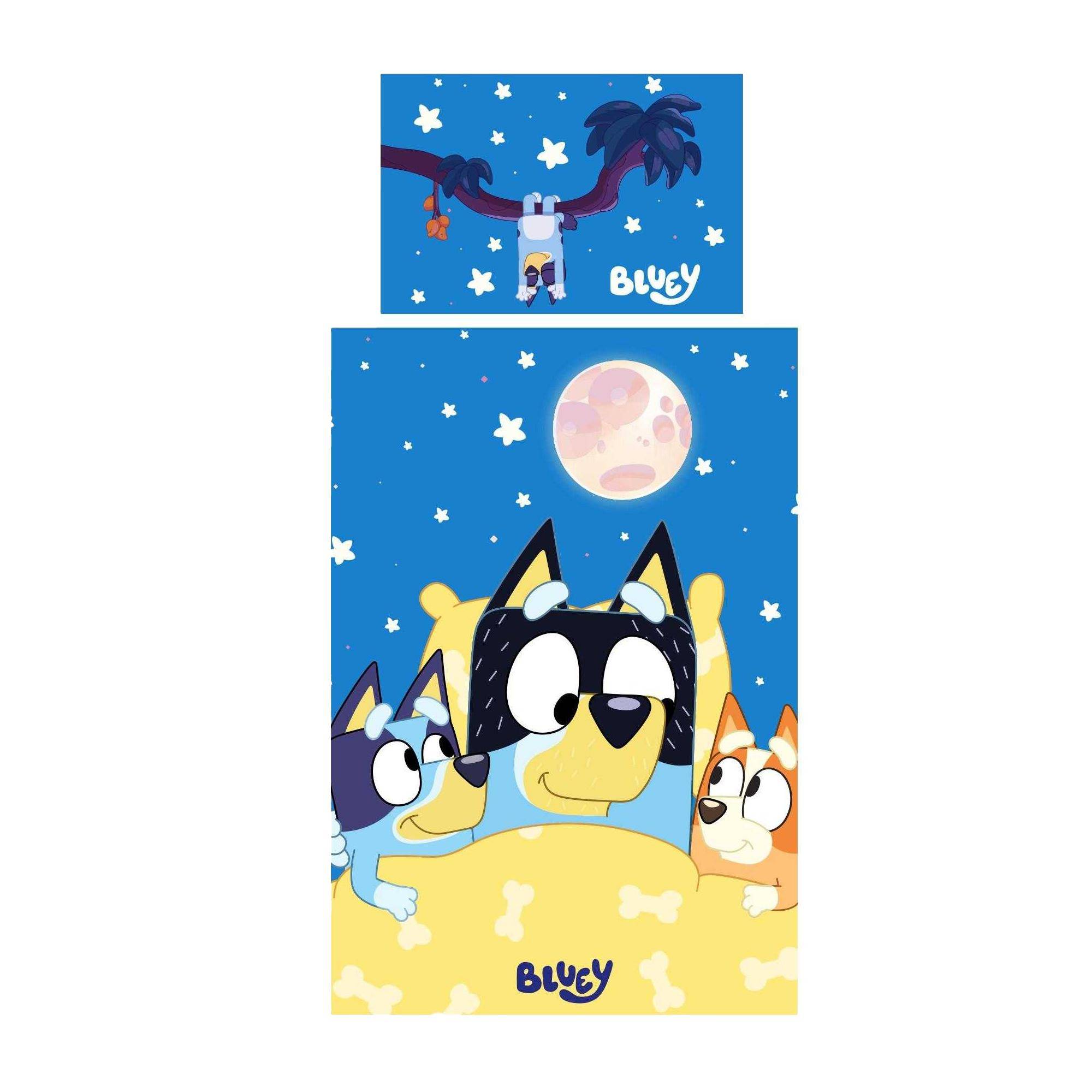 Bluey Dubbelsidig Påslakan och Örngott Set Toddler svart