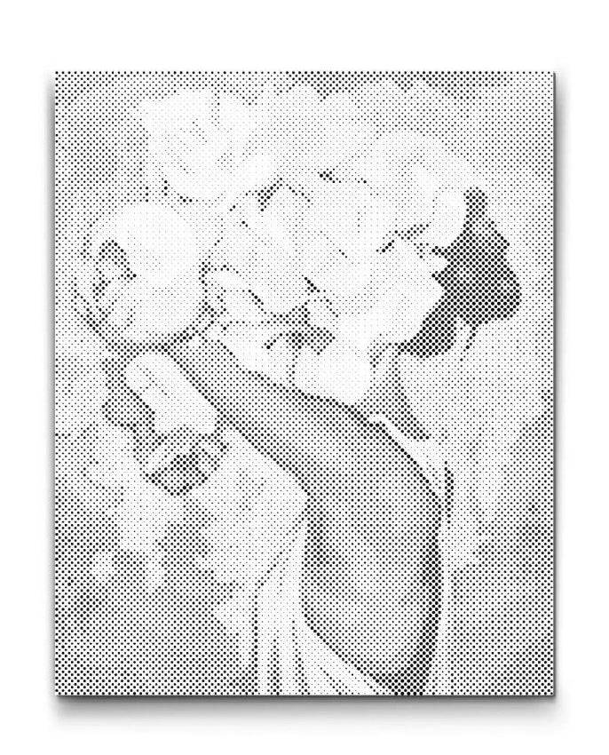 KVINNA MED BLOMMOR | PRICKMÅLNING - 60x80 cm / Duk - Utan ram / Svart