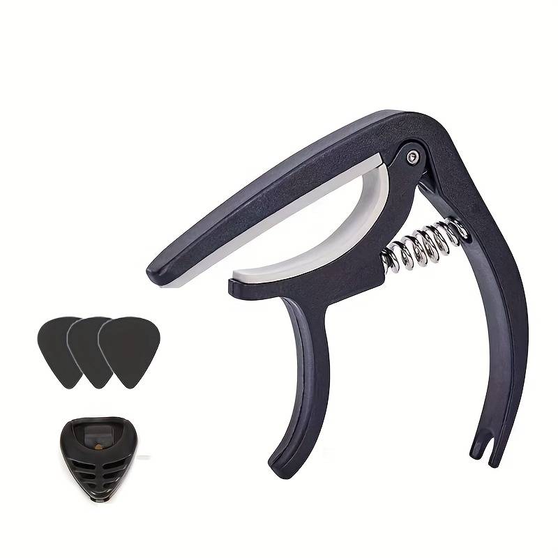 TEMU Guitar Tuner Clip Nylon Folk Guitar Ukulele Clip Tuner Clip Black Puller Box 3 Pullers