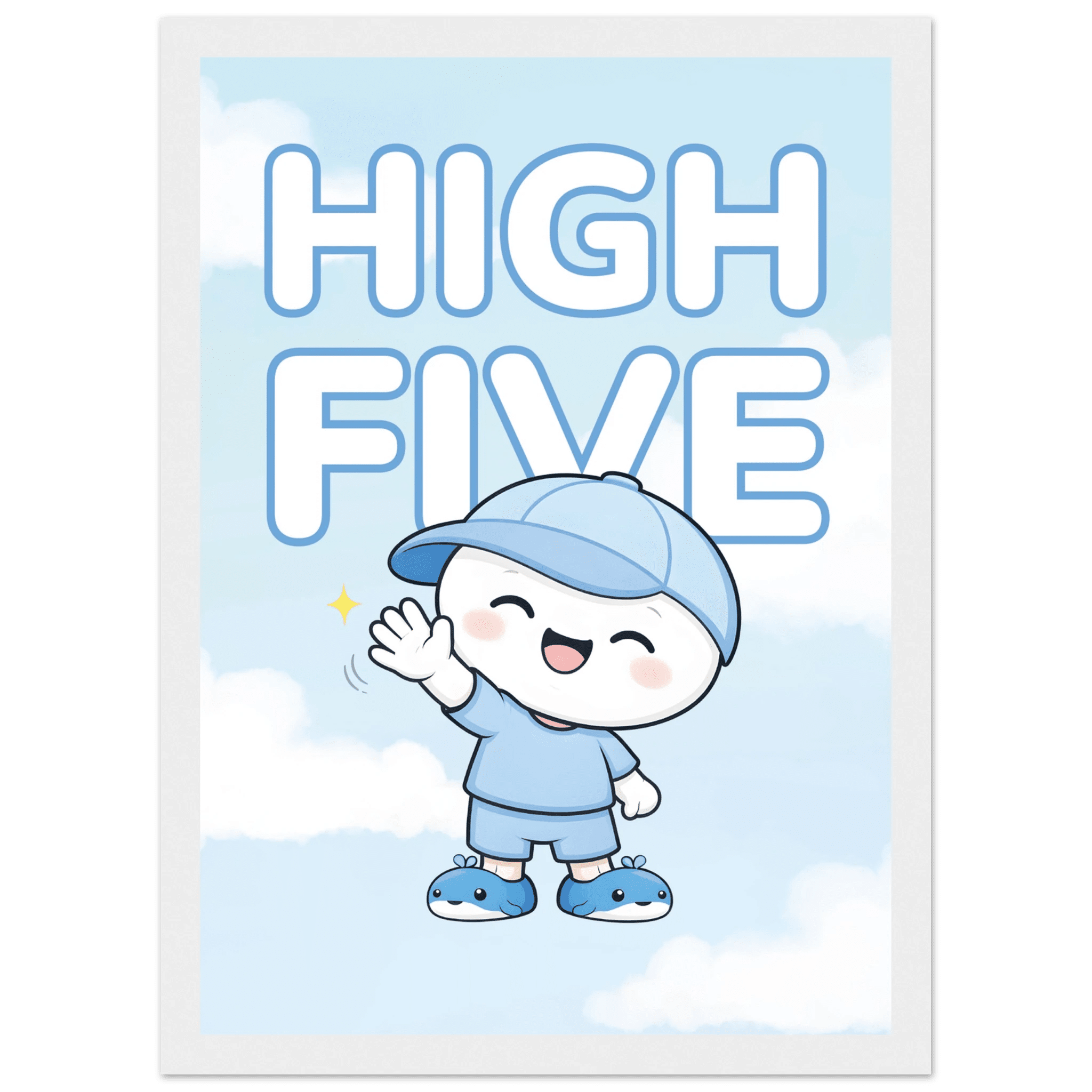 Lilles High Five Poster-21x29.7 cm / 8x12" / Med ram / Vit