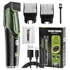 Vacuum Beard Trimmer for Men, IPX6 Waterproof Beard Clipper, 8000 RPM Low-Noise Trimmer with 2 Combs, Rechargeable Razor for Mustache, Sideburns, Facial Hair