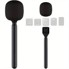 TEMU Microphone Handheld For Dji Mic, Dji Mic 2, Universal Interview Handle Wireless Mic Bracket With Windshield Foam For All Lavalier Mi