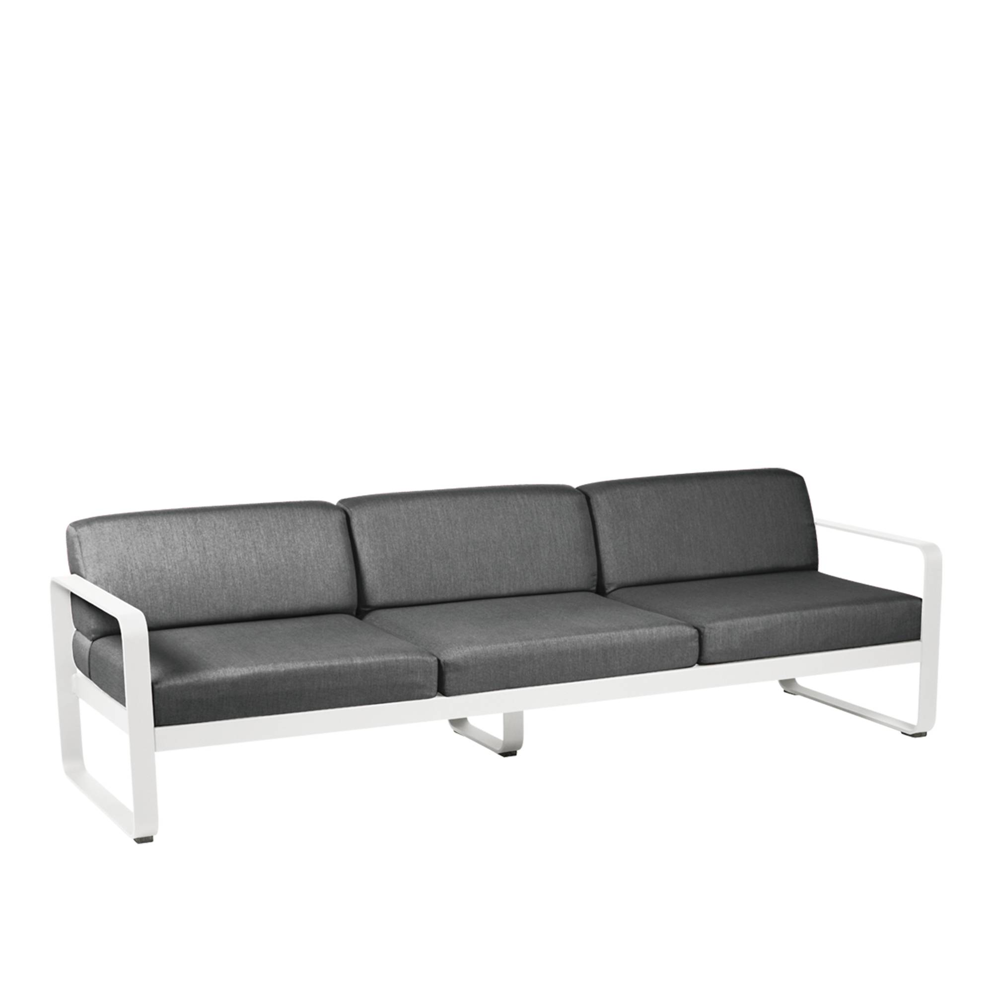 Fermob - Bellevie 3 Seater Sofa Graphite Grey Cushions, Cotton White - Soffor utomhus - Pagnon & Pelhaître