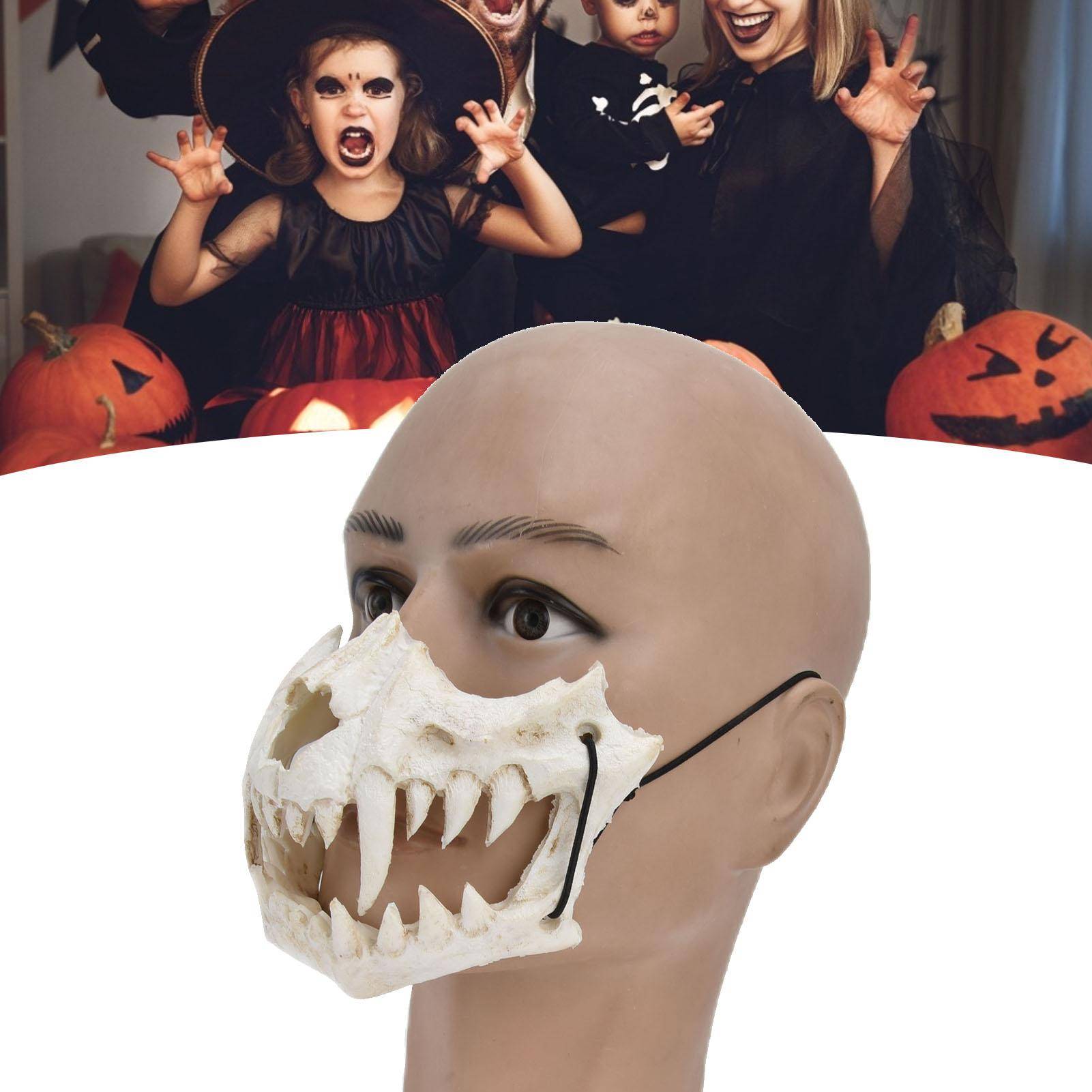Läskig Mask Halloween Mask Döskalle Mask Latex Tandtyp Vattentät Justerbar Läskig Mask för Fest Festival Teater white