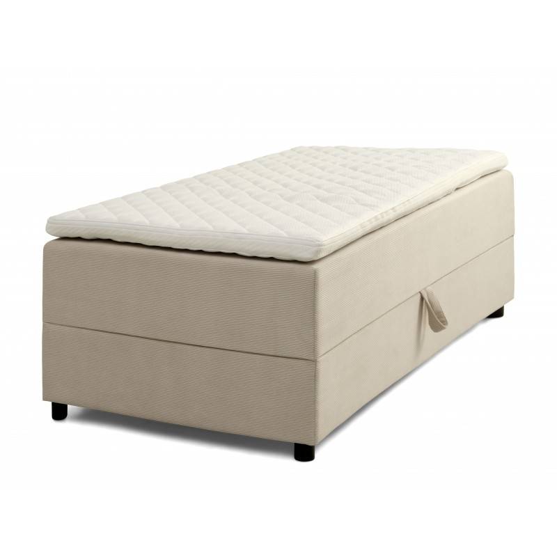 SPACE 7-Zonet 90x200 cm Boksmadras seng med opbevaring Beige Fløjl