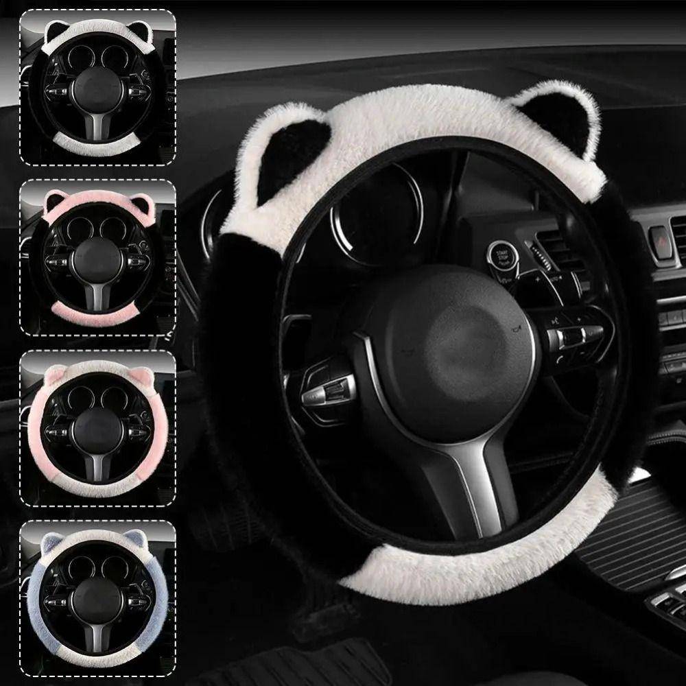 Warm Plush Steering Cover Non-slip Steering-Wheel Case Cat Ears  Steering Wheel Cover  Women