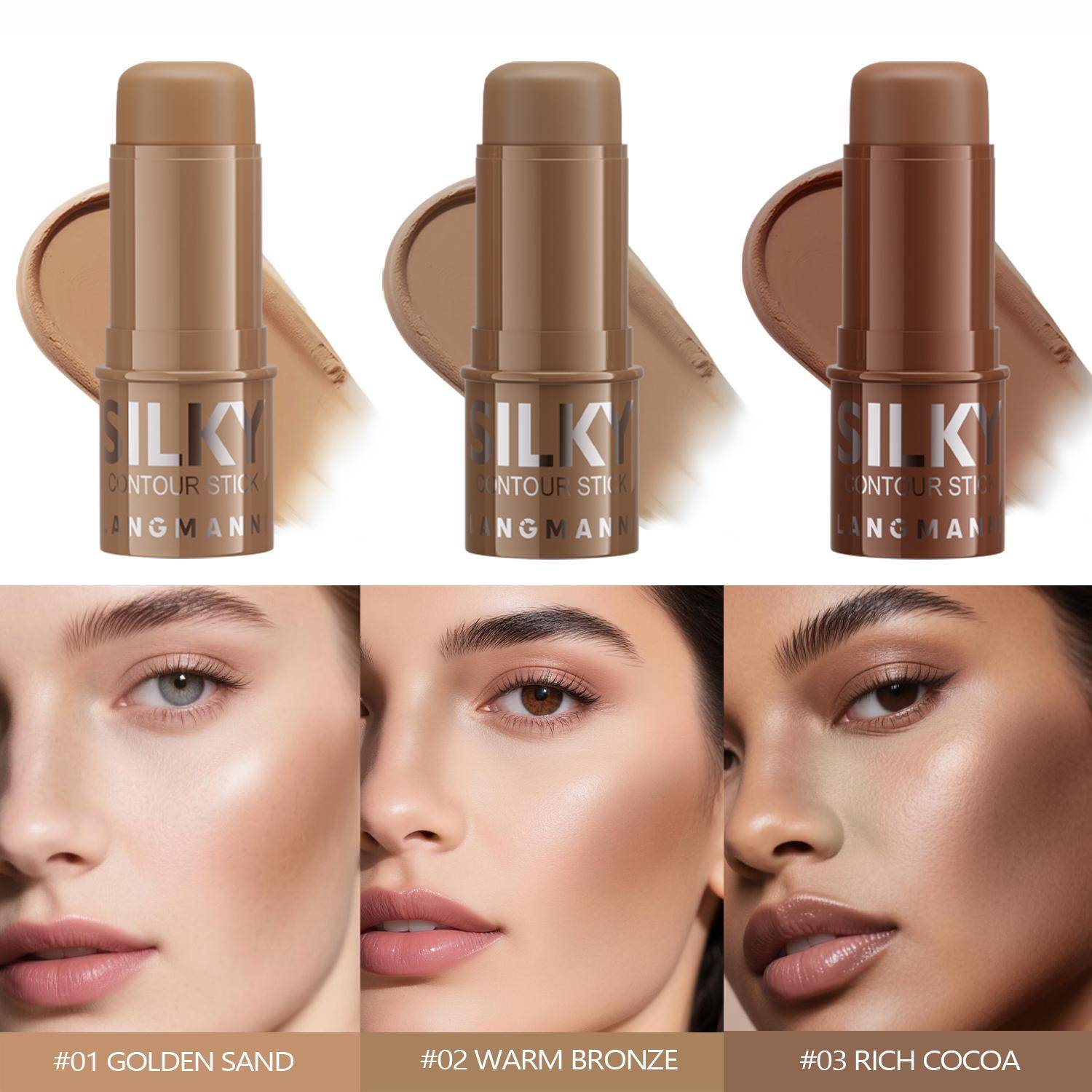 Ansiktskontur Bronzerstift Ansikte Ljusare Highlighterstift Skimmer Highlighter Rouge Stift Concealerkräm Sminkverktyg Kosmetika brown