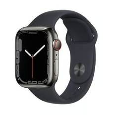 Apple Watch Series 7 Rustfrit stål 45 mm (2021) | GPS + Cellular | grafit | Sportsrem Midnight