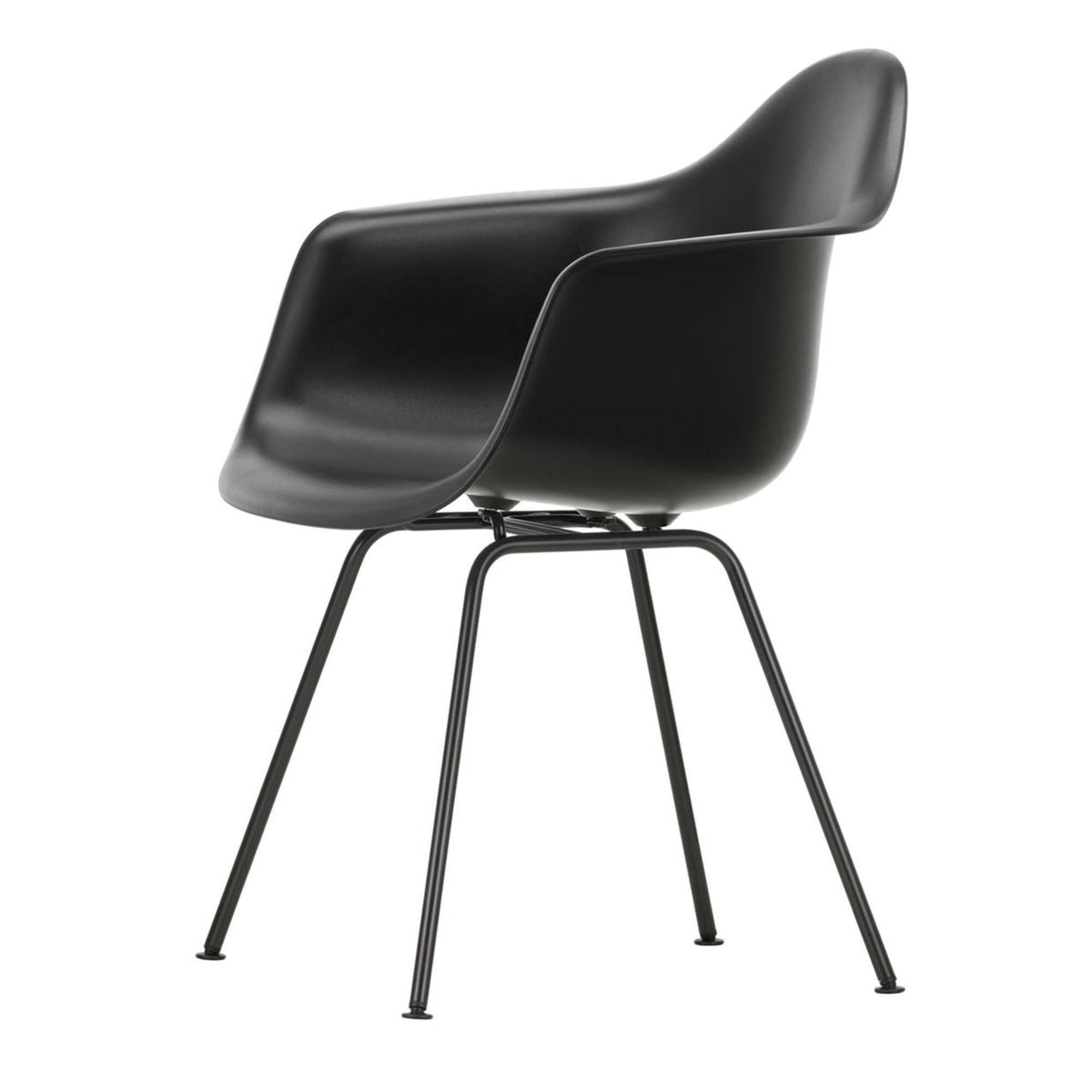 Eames Plastic DAX Spisebordsstol Med Armlæn Deep Black.