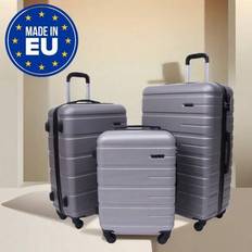 Vital Vying-bagage, europeiskt tillverkat, europeisk design, 20/24/28 tums resväska, ABS-plasthårt skal, stor kapacitet, vattentät, förstärkt, tysta h - silvergrå - Tredelad set-S+M+L,S-20*36*56cm,M-24*44*66cm,L-30*50*76cm