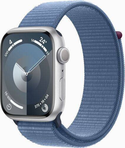 Apple Watch Series 9 Aluminium 45 mm (2023) | GPS | silver | Sportloop vinterblå