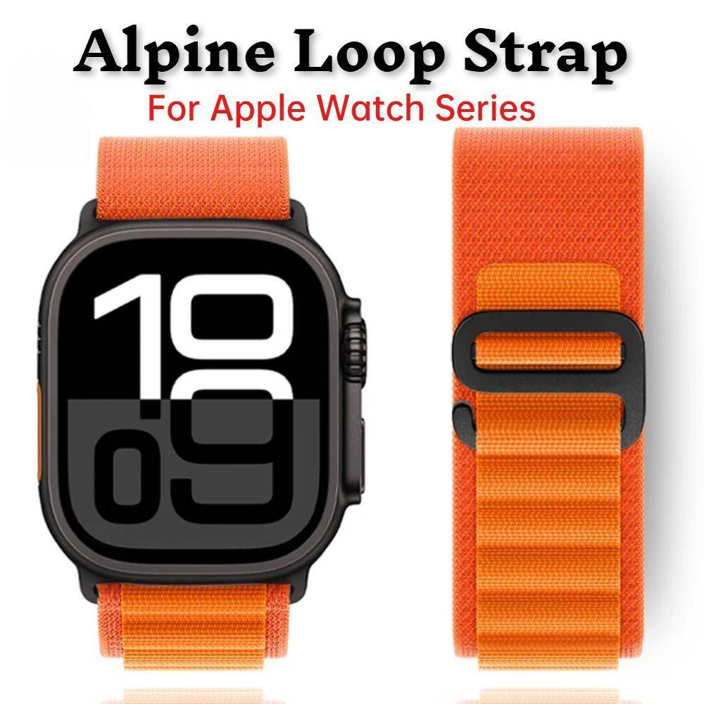 Alpine Loop-armband för Apple Watch Ultra 2 Band 49mm 45mm 44mm 40mm 41mm 46mm 42mm 38mm Armband iWatch Serie 10 SE 9 8 7 6 5 4 solbränna