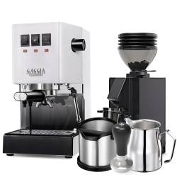 Gaggia Classic E24 Vit Espressomaskin Inkl. Eureka Mignon Zero 55s & Baristautrustning