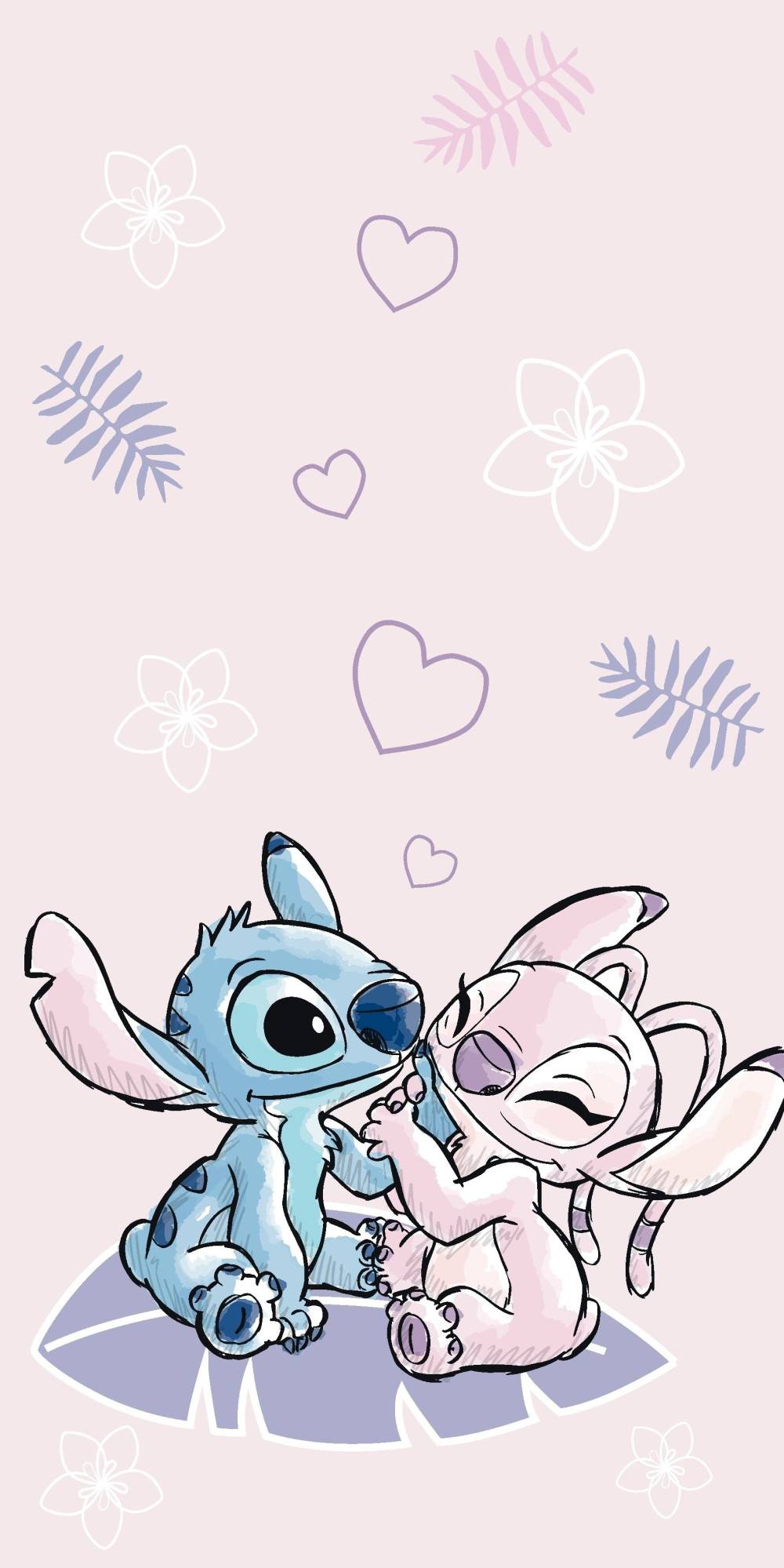 Disney Lilo and Stitch Rosa Badhandduk, Strandhandduk 70x140 cm