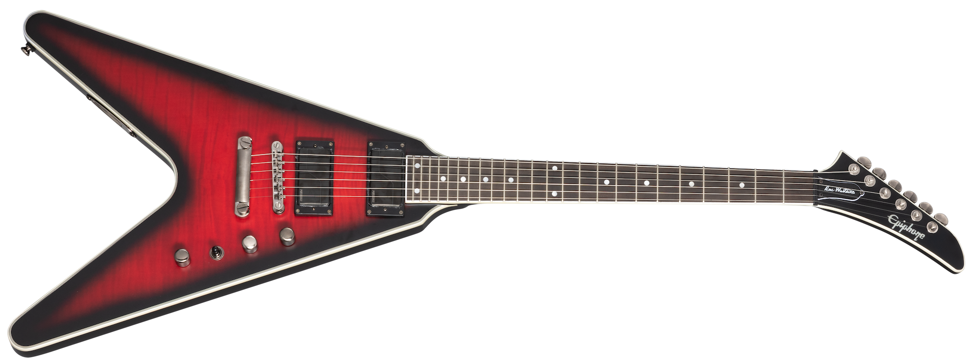 Epiphone Dave Mustaine Prophecy Flying V Figured Aged Dark Red Burst