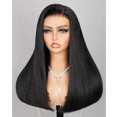 MEGALOOK Salon Quality Glueless Wigs Human Hair 220% Density 5x6 Pre-Cut Lace Frontal Wig For Black Women 12A Silky Straight Wig Pre-Plucked Glueless Wig Real Bleached Small Knots 20 Inch