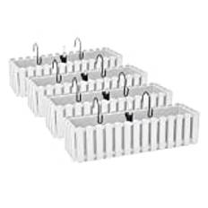 4x Blomlåda Blomkruka med Fästen - 58 x 18 x 16,2 cm - Plantkruka Bevattningssystem Balkong Lådplantor, Vit