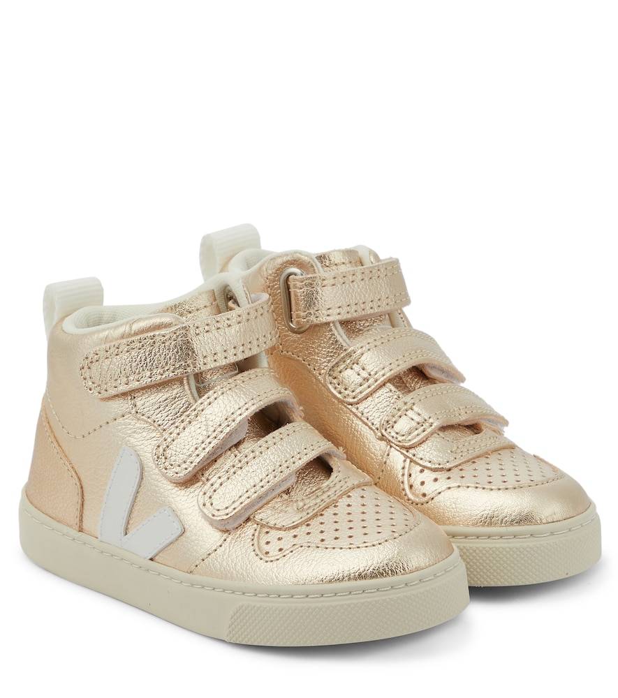 Veja Kids V-10 Mid metallic leather sneakers