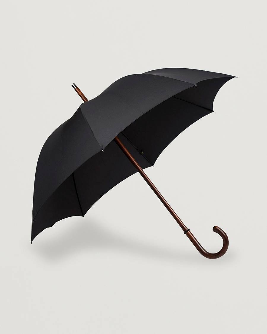 Fox Umbrellas Polished Cherrywood Solid Umbrella Black