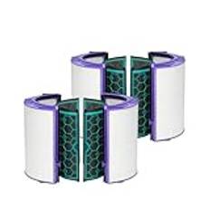 2 x HEPA filterersättning + aktivt kolfilter kompatibel med Dyson Pure Cool TP04 TP05 HP04 HP05 DP04 DP05 luftrenare ersätter 969048-03 969048-01
