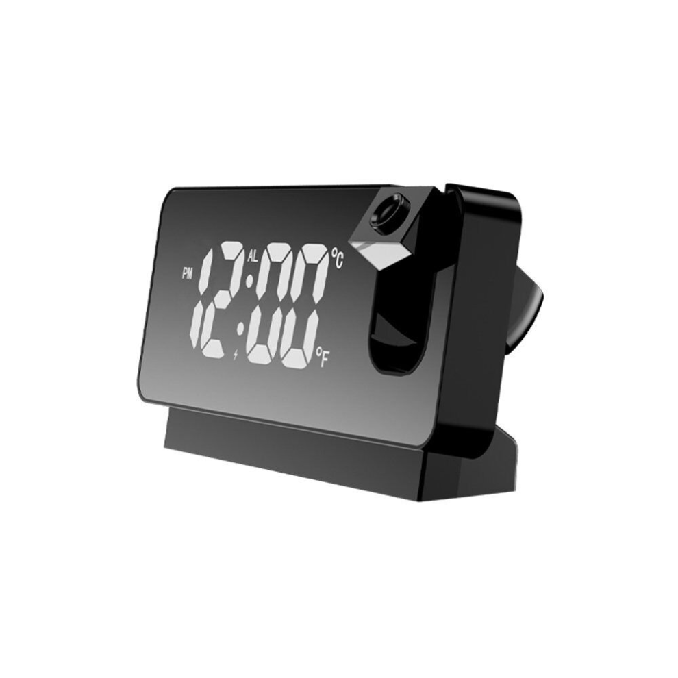 Väckarklocka med roterbar projektor för sovrum, digital klockradio med USB-laddningsportar, justerbar ljusstyrka och nattläge, batteribackup för
