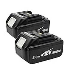 2 stycken 18 V 5,0 Ah ersättningsbatteri för Makita batteri 18 V BL1850 BL1850B BL1860B BL1860 BL1830 BL1820 BL1815 BL1835 BL1845 194205-3 LXT-400 batteri LED-verktyg