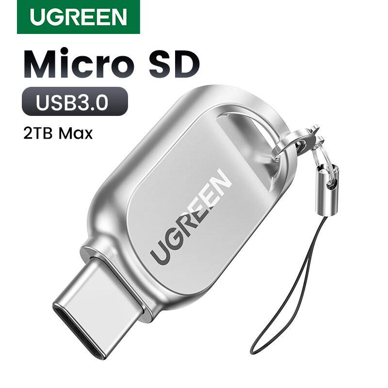 UGREEN-kortläsare USB-C till Micro SD TF-kort OTG-adapter för laptop, PC, surfplatta, telefon, Windows USB3.0-minneskort