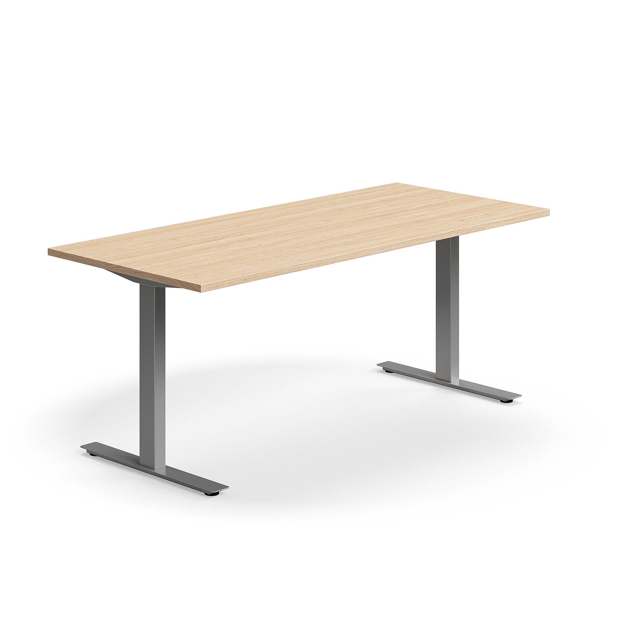 Skrivbord QBUS, T-stativ, 1800x800 mm, silver, ek