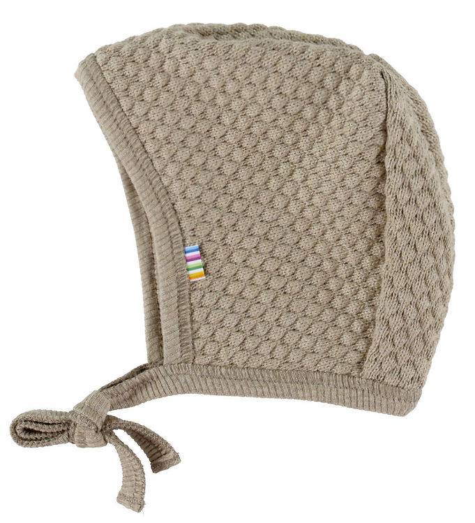 Joha Hjälmmössa - Dubbel - Stickad - Mörk Beige - Joha - 50 cm - Babyhjälm