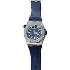 Japanska MIYOTA 8215 automatiska klockor för män, självuppdragande mekaniskt armbandsur 3 ATM vattentålig gummirem sportklockor klassisk anpassad gör-det-själv herrklocka 42 mm, BLÅ, Sport