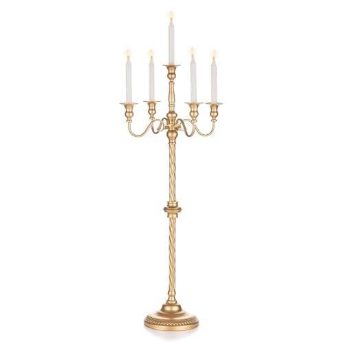 Inweder Bröllop kandelaber höga golvkandelaber - guld 5 armar kandelaber 88 cm metall spiral ljusstakehållare antika ljushållare för jul bord mittpunkt evenemang ceremoni gång mottagning