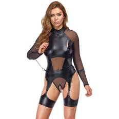 Cottelli Bondage Body med öppen gren, lårremmar och armremmar - Black - M