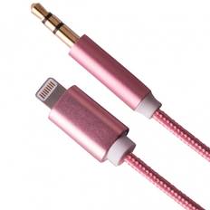 Lightning til aux minijack 3.5mm kabel pink