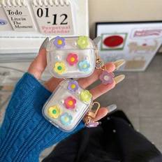 Färgglad blomdesign i harts Skyddsfodral för AirPods 4, iPod, Apple-hörlurar 1/2 generation trådlös Bluetooth 3:e generationens AirPods, AirPods Pro 2 - Genomskinlig (AirPods1/2,AirPods Pro,AirPods 3,AirPods Pro (2nd generation),AirPods 4)