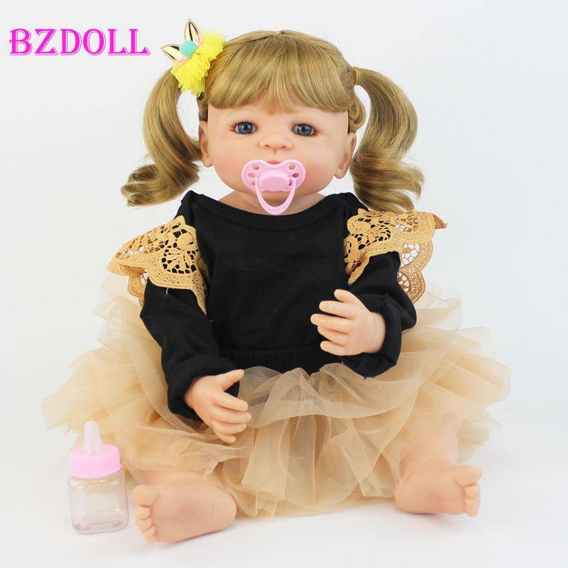 BZDOLL 55 cm hel silikon Bebe Reborn Doll Naturtrogen mjuk vinyl Princess Unicorn Babies Girl Bada leksak Barn Födelsedagspresent Doll-5
