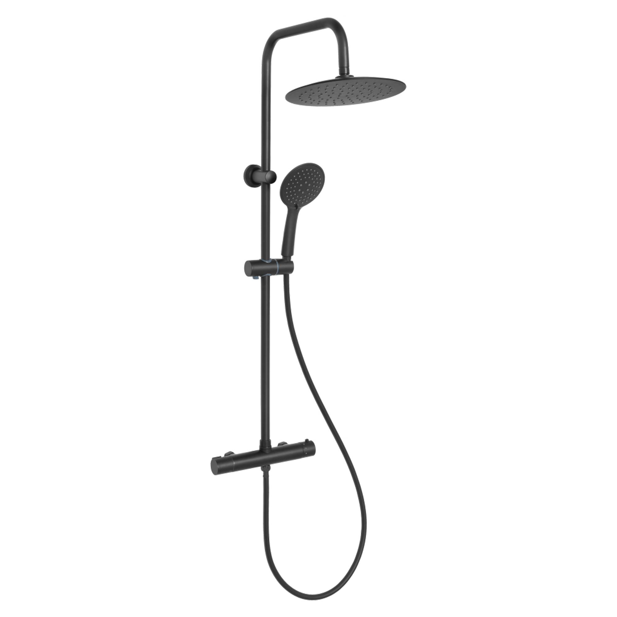 Takduschset Aether Svart Matt med Termostat