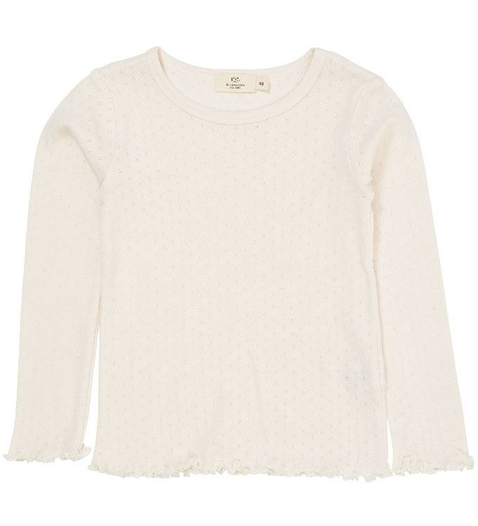 Copenhagen Colors Bluse - Pointelle - Cream - Copenhagen Colors - 8 år (128) - Bluse