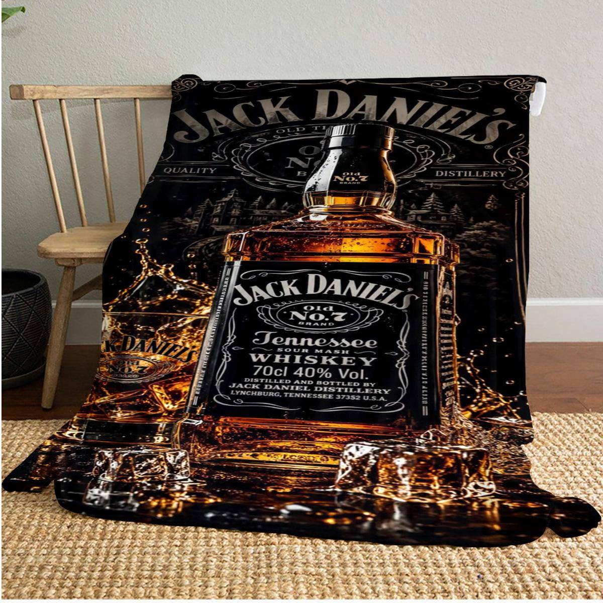 Jack Daniel's Tennessee Whiskey Plyschfilt Mjuk Bekväm Alla Säsonger filt Soffa Kontor Lurar filt Utomhus Resepläd Perfekt Gåva