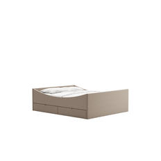 RYE Curved Sengestel Med 2 Skuffer 140x200 Mørk Beige